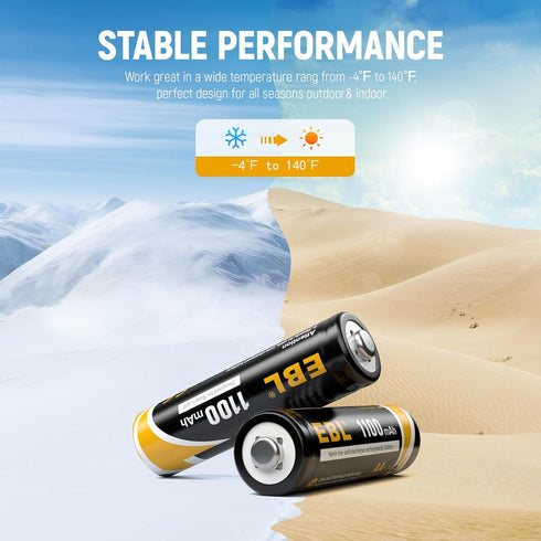 EBL AA Rechargeable Batteries, 1.2V 1100mAh High Capacity AA Battery for Solar Garden Lights (Pack of 8)...