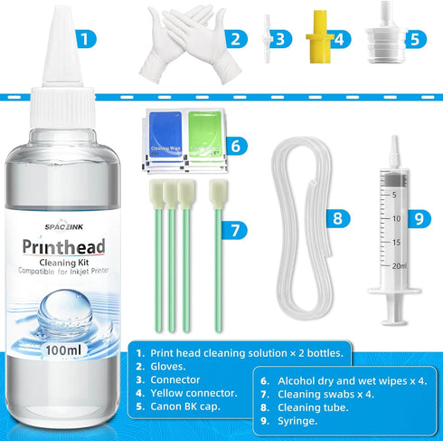 Printhead Cleaning kit 200mL for Epson Printer, Printer Cleaning Kit for HP, Print Head Cleaning Kit for Canon, Inkjet Printer Nozzle Cleaning Kit...