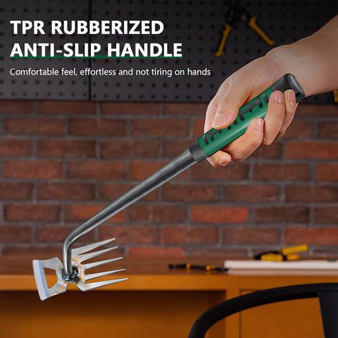 Weed Puller Tools Sharp Weeding Tool High Manganese Steel Grass Root Removal Tool with 5 Teethes Dual Purpose Hand Weeder Tool for Yard Garden Far...