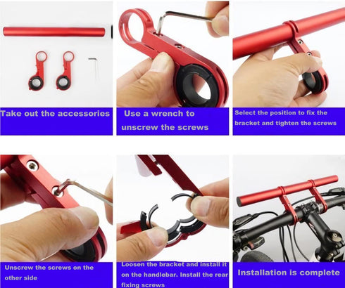 Bike Handlebar Extender,Bike Handlebar Extender with Double Mounting Clamp Bracket,For Bike Mounts,Extender Bars, Headlights,Light Lamp,Bicycle Ac...