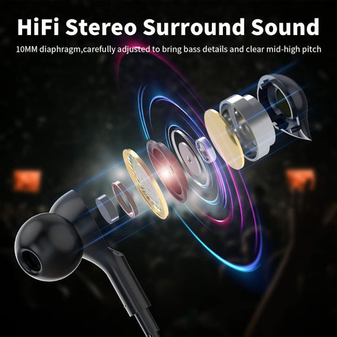 Neckband Bluetooth Headphones Wireless Earbuds for Samsung S24 Ultra S23 FE S22 A53 A14, Sport Headphones HiFi Stereo Surround Sound Volume Ear Bu...