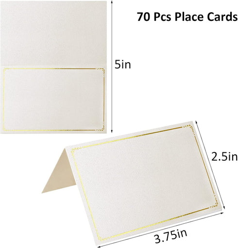 70 Pcs Place Cards Blank Fillable Banquet Seat Card with Gold Foil Frame, Place Cards for Table Setting, Escort Cards, Name Cards, Wedding Place C...