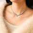 Unicra Silver Bride Necklace Earrings Set Bridal Wedding Jewelry Sets Party Rhinestone Costume Jewelry Set Crystal Choker Necklace for Women and B...