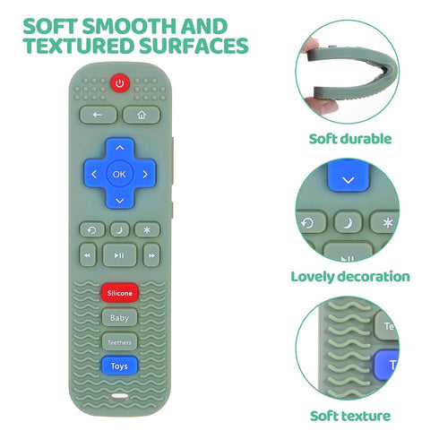 3 Pack Baby Teething Toys, Silicone TV Remote Control Shape Teethers for Babies Toddler 0-24 Months Chew Toys, Teething Relief Baby Toys for Infan...