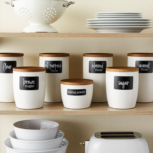 Talented Kitchen 128-Piece Chalkboard Pantry Labels for Containers - 2 x 3 in Black - Water-Resistant Preprinted White Script - Includes 88 Large,...