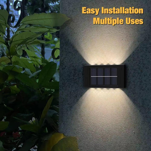 Solar Outdoor Lights, 6 Pack 10 LED Solar Fence Lights, Waterproof Dusk to Dawn Outdoor Lighting for Wall, Deck, Step, Garden, Warm White Light...