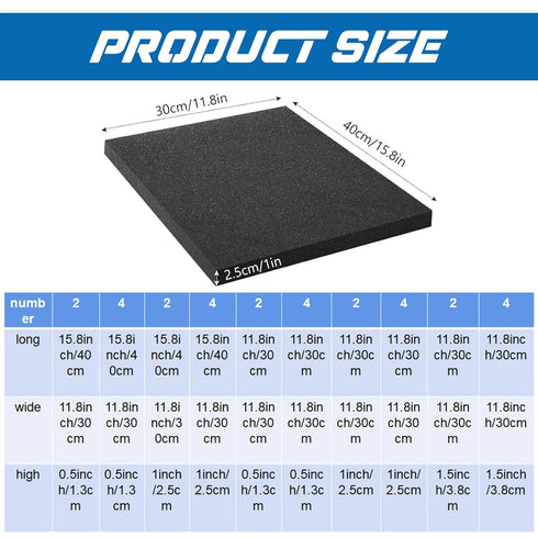 2 Pieces Polyurethane Foam Sheet 15.8 x 11.8 x 1 Inch Cuttable Polyurethane Foam Pads Craft Foam Black Tool Box Foam Insert for Toolbox Camera Sto...