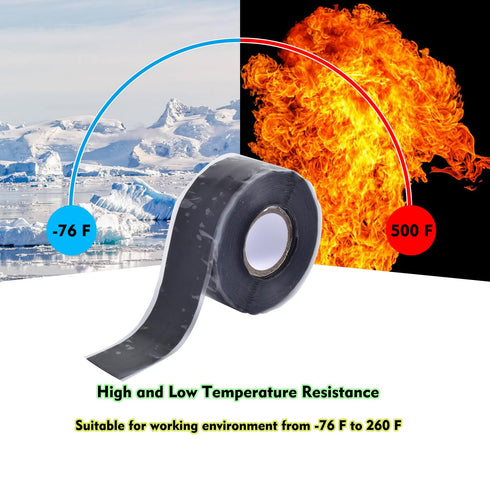 Self Sealing Fusing Silicone Tape,1 in Wide 15 Feet Heavy Duty & Leak Proof Rubber Waterproof Hose Tape Pipe for Water Emergency Pipeline Repair C...