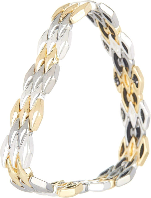 Nine West Boxed Geometric Stretch Bracelet, Silver/Gold/Hematite Tri-Tone...