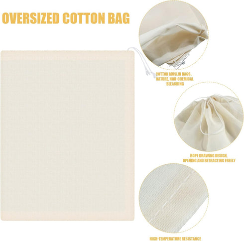 Pangda 15 Pcs Muslin Bags 8x10 Inches, Cotton Drawstring Bags Fabric Gift Pouches Bulk Sachet Reusable Grocery Pouches for Jewelry Party Favors Wr...