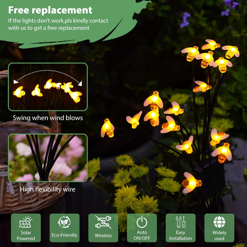 Nacome Solar Garden Lights for Outside – Solar Swaying Light Waterproof for Garden Decor,Outdoor Yard Patio Landscape Decoration, Waterproof Solar...