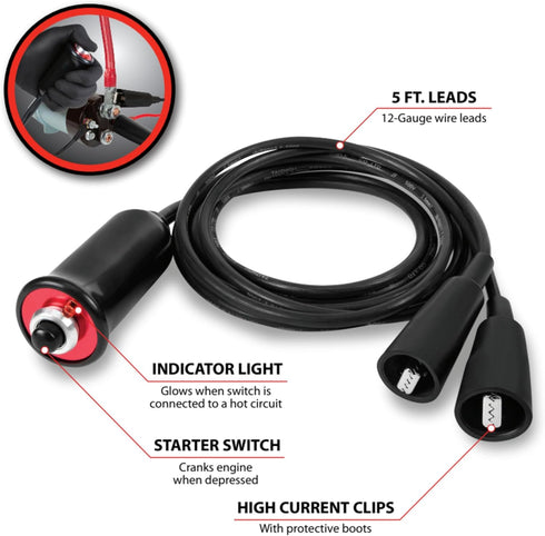 Performance Tool W80586 Heavy Duty Remote Starter for Car and Truck Engines with Push-Button Switch and 5-ft Wire Leads , Black...