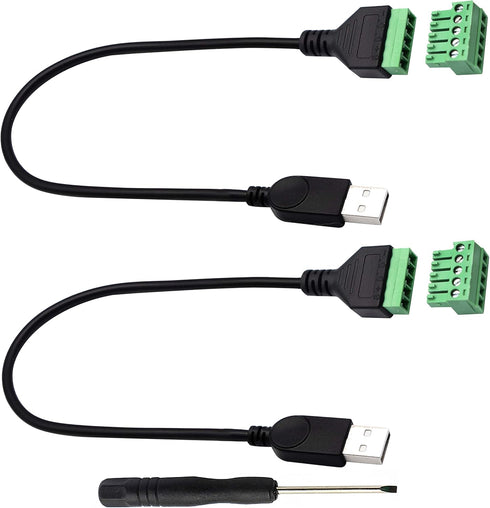 zdyCGTime USB 2.0 A Screw Terminal Block Connector Cable USB 2.0 A Male Plug to 5 Pin/Way Female Bolt Screw with Shield terminals Pluggable Type A...
