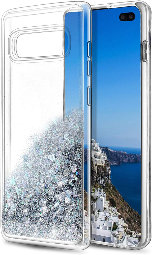 for Galaxy S10 Plus Case,Double Layer Design Bling Flowing Liquid Floating Sparkle Colorful Glitter Waterfall TPU Protective Phone Case for Galaxy...