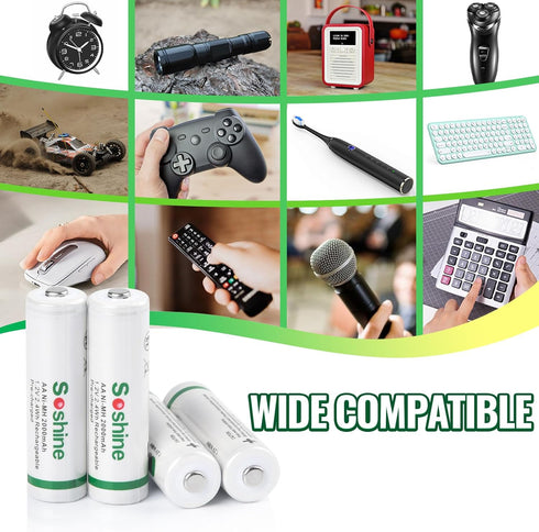 AA Rechargeable Battery - 1.2V 2000mAh Low-self Discharge Double aa Battery Rechargeable for Remote Controllers, Toys, Flashlight, Mouses...