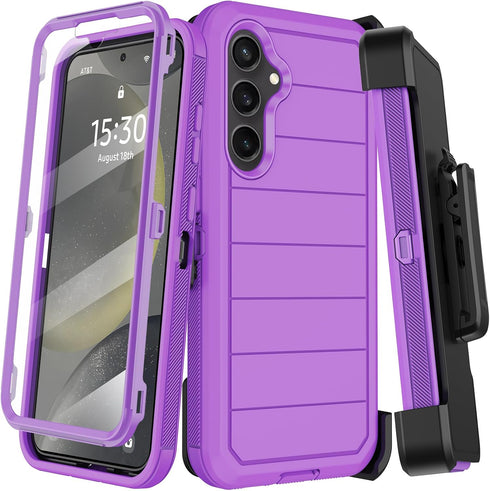 for Samsung Galaxy S24 Case with Belt Clip Holster & Kickstand,Built-in Screen Protector,Heavy Duty Shockproof Drop Protection Military Grade Full...