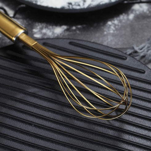 Berglander Gold Whisk Pack of 3 Stainless Steel 8",10",12", Titianium Plating Gold Whisks for Cooking, Beater,Wire Whisk Set Kitchen Wisk (Gold)...