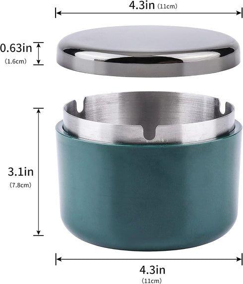 Smokeless Ashtray with Lid Ash Tray with Stainless Steel Liner Inside Cool Ashtrays for Cigarettes Outdoor Patio Home Office Tabletop?Dark Green)...