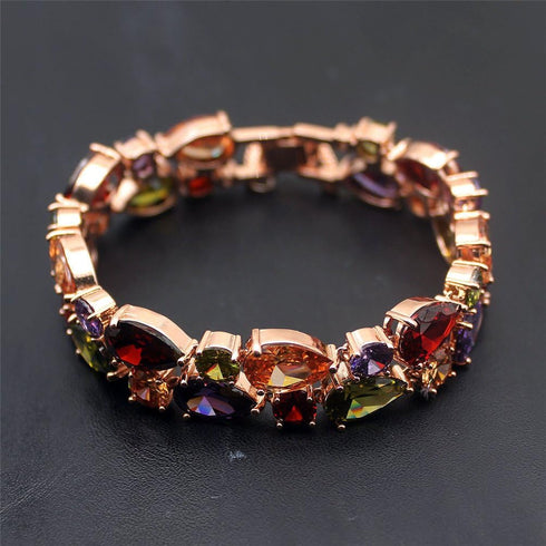 Vanessa Rose Gold Multi Gemstone Jewelry Sets for Women,Sparkling Garnet Amethyst Morganite Peridot Topaz (8 inch Bracelet)...