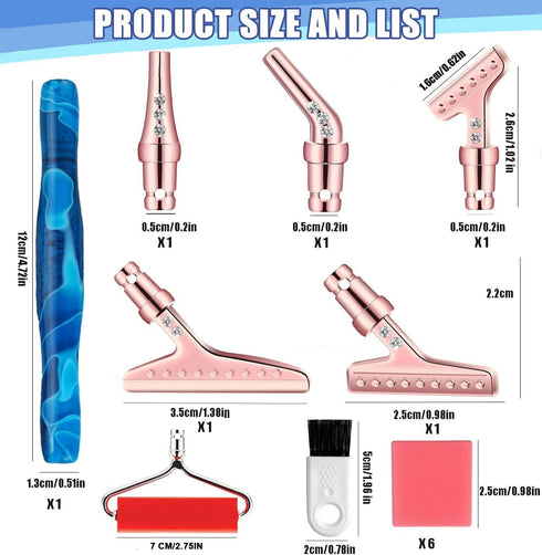 Heyseri 16 Pieces Diamond Painting Pen Accessories, 45° Ergonomic 6 Pieces Stainless Steel Tips Handmade Diamond Art Drill Pen for Art Craft(Drak ...