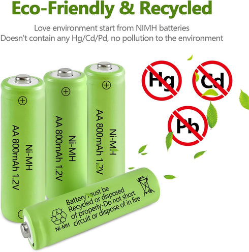 JINTION Solar Rechargeable Ni-MH AA Batteries AA 800 mAh Battery 4 Pack...