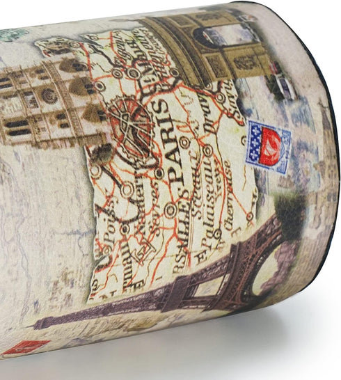 Vintage Pen Pencil Holder Cup Retro Desk Organizer for Home Office Living Room (Beige Paris Eiffel Tower Round)...
