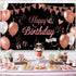 KOKAR Happy Birthday Decorations Banner, Large Black and Rose Gold Happy Birthday Banner Sign, Happy Birthday Backdrop for Girls Women Birthday Pa...