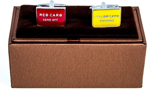 Soccer Red Card Yellow Card Pair Cufflinks in Presentation Gift Box & Polishing Cloth...