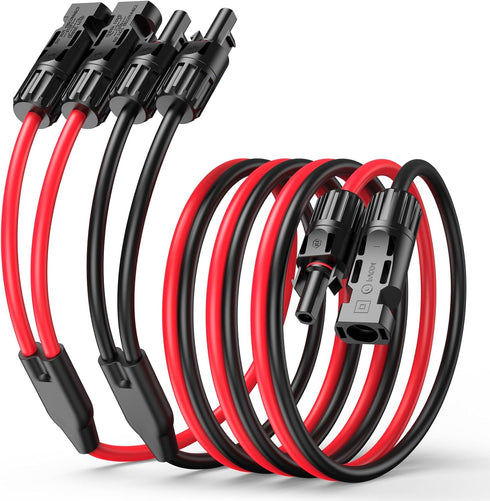 30A Y-Branch Solar Connectors 4.3FT 12AWG Extension Cable, Solar Cable Parallel Adaptor Solar Panel Wire in Pair with Female and Male Connectors f...