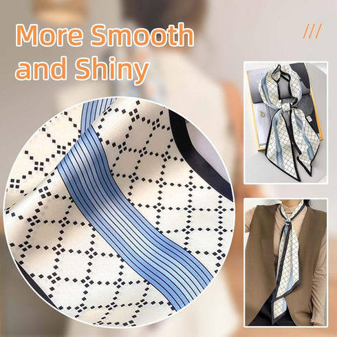Hair Scarf for Women Fashion Silky Satin Headscarf Wrap Breathable Lightweight Neck Scarves For Handbag Accessories?Long 59"*5.9"...
