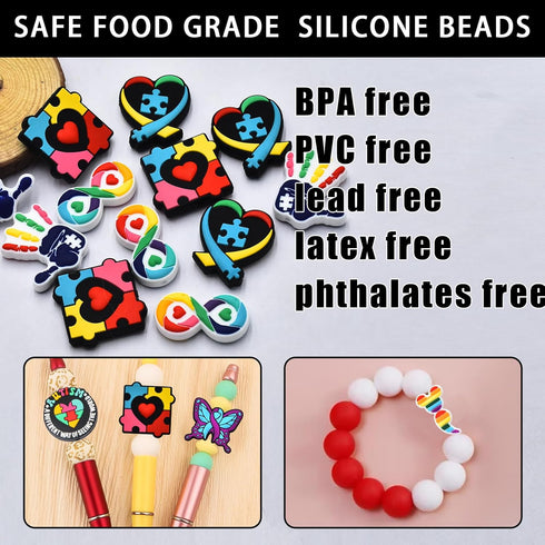 24 PCS Silicone Focal Beads for Pens Characters Silicone Beads for Keychain Making Silicone Beads Bulk for Jewelry Making Bracelet Necklace Handma...
