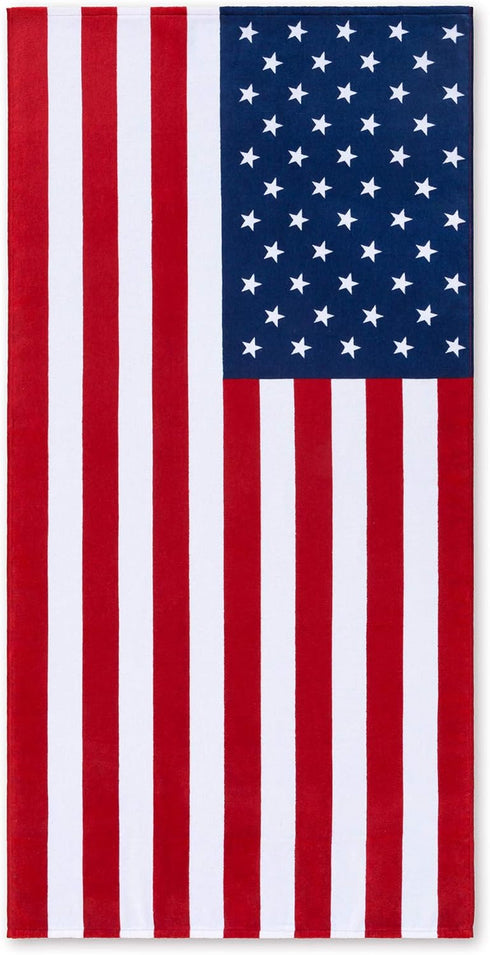 American Flag Beach Towel 30 x 60 inch (76 x 152 cm) USA Patriot 100% Cotton Velour Terry...