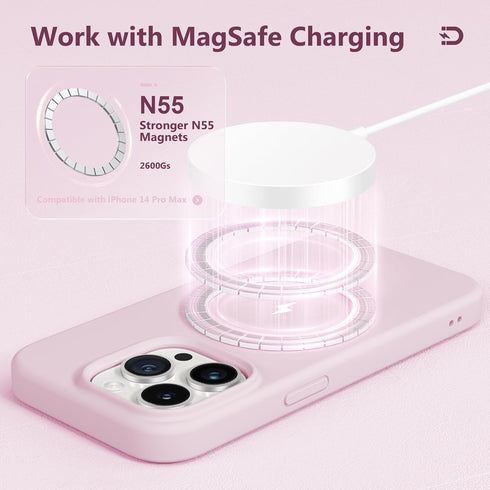 GONEZ for iPhone 14 Pro Max Case Silicone, Compatible with Magsafe, with 2X Screen Protector + 2X Camera Lens Protector, Liquid Silicone Shockproo...
