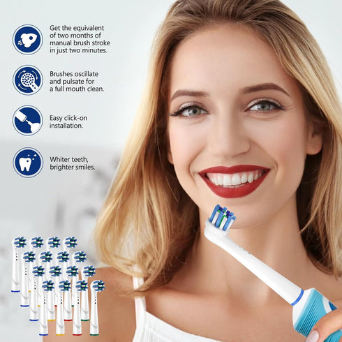 16 Pack Professional Cross Toothbrush Replacement Heads Compatible with Oral B Electric Toothbrush Action Cross Replacement Brush Heads for Multi ...