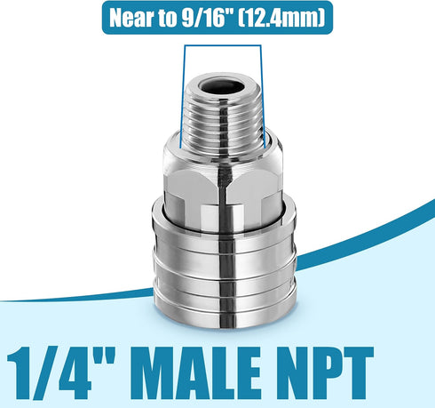 1/4" Pressure Washer Fittings-Stainless Steel Pressure Washer Adapter-1/4" Quick Connect Socket to 1/4" Male NPT Pressure Washer Coupler-5000 PSI...