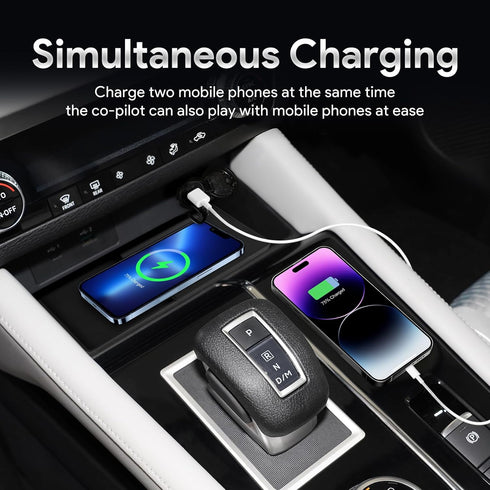 Silicone Wireless Phone Charging Pad Dual Charging Ports Charger Station for 2022 2023 2024 Mitsubishi Outlander 15W Adapter for Smartphone...