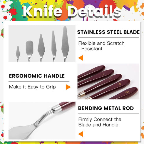 10PCS Palette Knife, Stainless Steel Painting Knife Set, Flexible Spatula Pallet Knife, Metal Artist Knives, Oil Painting Accessories Color Mixing...