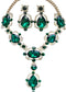 Indian Gold Green Jewelry Sets for Women - Chunky Emerald Dark Green Rhinestone Statement Bib Gold Earrings and Necklace Set Costume Jewelry for W...