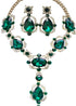 Indian Gold Green Jewelry Sets for Women - Chunky Emerald Dark Green Rhinestone Statement Bib Gold Earrings and Necklace Set Costume Jewelry for W...