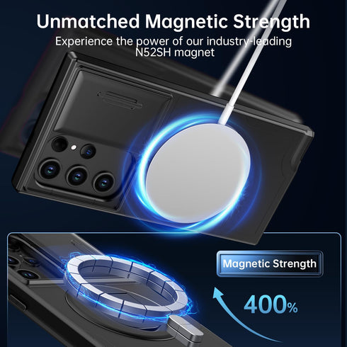 FUNMIKO for Samsung Galaxy S22 Ultra Case with Sliding Camera Lens Cover - Wireless Charging Compatible - Magnetic Kickstand - Shockproof Protecti...
