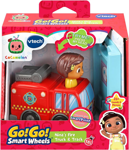 VTech CoCoMelon Go! Go! Smart Wheels Nina’s Fire Truck and Track...