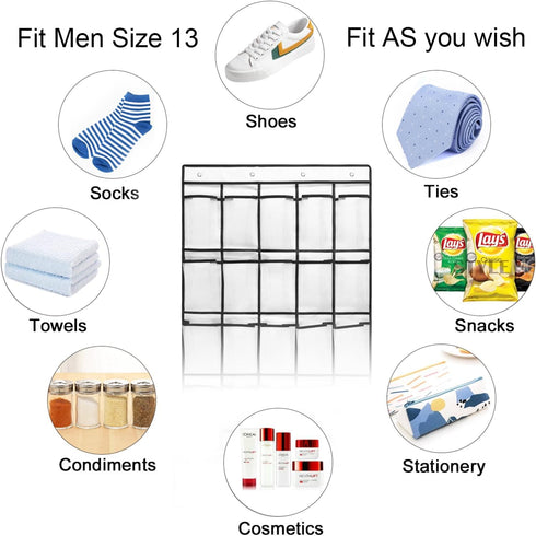 1 Pack 35 Breathable Mesh Pockets Large Hanging Shoe Organizer Over The Door Shoe Rack for Closet Door Storage Shoe Holder Hanger, 4Hooks, White (...