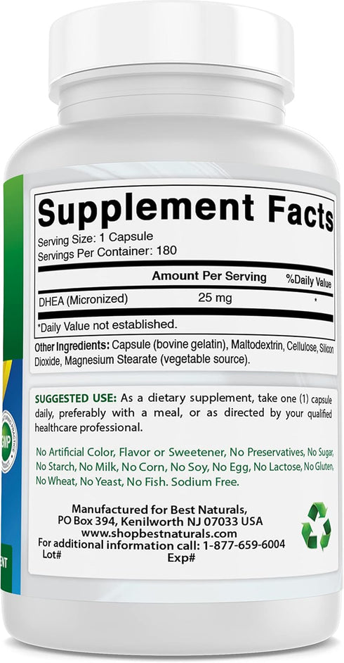 Best Naturals, Micronized DHEA 25 mg 180 Capsules...