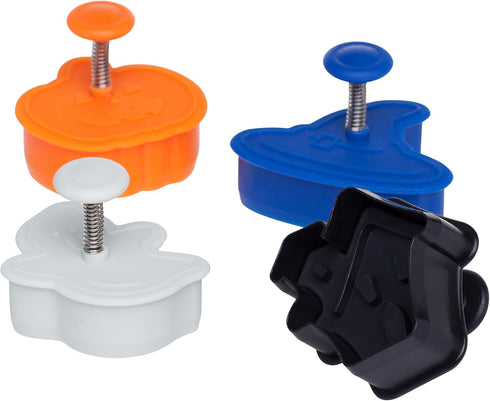 Ateco Halloween Themed Plunger Cutters, Set of 4 Shapes for Cutting Decorations & Direct Embossing, Spring-loaded Handle, Food Safe Plastic...