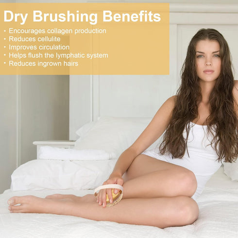 Bamboo Dry Body Brushes, Blood Circulation, Dry Body Brush for Dry Skin,Wet and Dry Brush Suitable for All Kinds of Skin with Soft and Stiff Brist...