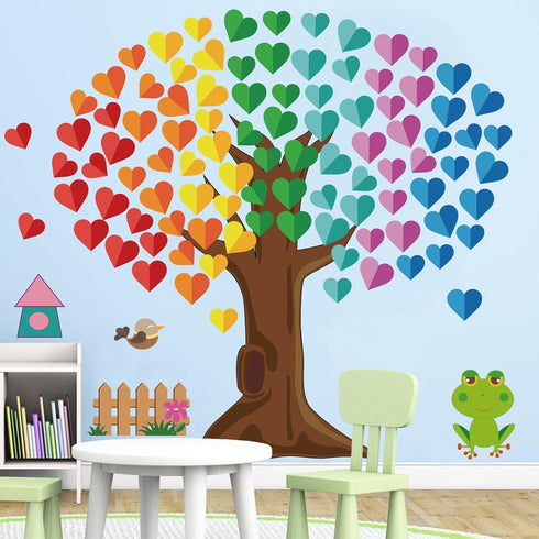 Classroom Tree Bulletin Board Decorations, Hearts Bulletin Board Tree Cutouts Set, Welcome Classroom Bulletin Tree Wall Decors for Nursery Element...