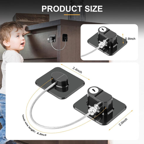 Fridge Lock, 2PCS Upgraded Refrigerator Lock for Freezer, Cabinets and Drawers, Air Fryer, Closets, Windows, Doors, Durable ABS with Adhesive Back...