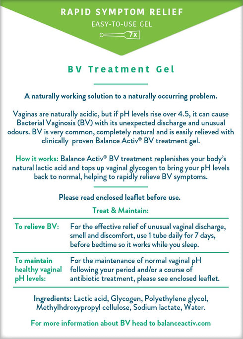 Bacterial Vaginosis Treatment - BV Balance Activ Gel - 7 Tube Box...