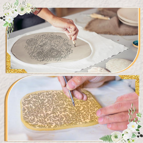 12 Pcs Polymer Clay Texture Sheets Clay Texture Mat Works with Polymer Clay Cutter Embossing Polymer Clay Texture Roller DIY Clay Texture Tools fo...