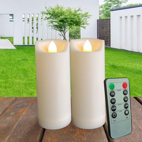 2"x5" Outdoor LED Battery Operated Candles with Timer/Remote Plastic Flickering Waterproof Flameless Candles Wedding Party Halloween Christmas Bir...